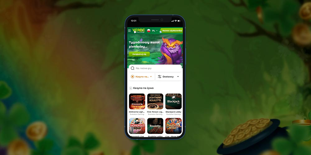 Aplikacja mobilna Verde Casino.